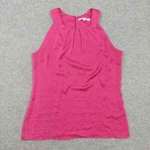 Violet + Claire Blouse Womens Medium Pink Satin Halter Pleated Top Sleeveless